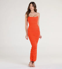 Saisha Strapless Bodycon Mesh Formal Dress