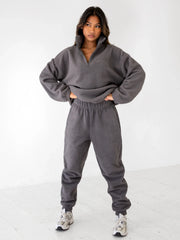 Borg 1/4 Zip Sweater - Charcoal