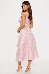 Building A Dynasty Jacquard Midi Dress - Pink