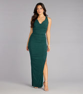 Ellaine Glitter Strappy Slit Formal Dress