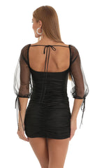 Faux Leather Bodycon Dress in Black