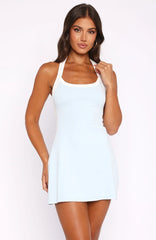 I've Got Dreams Halter Mini Dress Blue