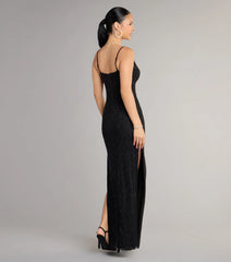 Arianna Rhinestone Mesh High Slit Column Dress