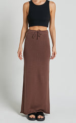 Dasuri Knit Maxi Skirt - Drawstring Skirt in Chocolate