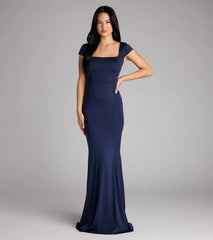 Gloria Cap Sleeve Tie Back Mermaid Formal Dress