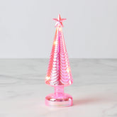 LED Lit Pink Glass Star-Topped Holiday Tree