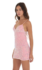 Velvet Sequin Bodycon Dress in Pink
