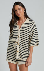 Runaway The Label - Cherie Knit Shirt in Sand/Black