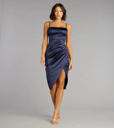 Madelyn Satin Lace-Up Midi Formal Dress