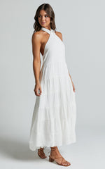 Jodilou Midi Dress - Halter Tiered Dress in White