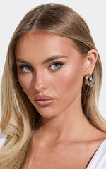 Rhonda Earrings - Double Hoop Contrast Earrings in Gold/Silver
