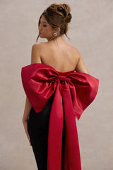 Sweet Escape | Red Satin Crop Top With Oversized Satin Bow