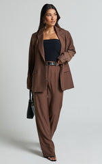 Lorcan Pants - High Waisted Tailored Pants in Chocolate