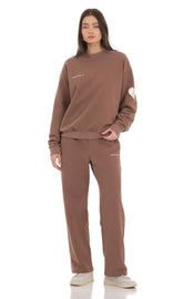 Heart Pocket Sports Suit in Brown