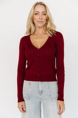 Heidi Pointelle Cardigan | Brick