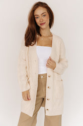 Alberta Cable Knit Cardigan | Cream
