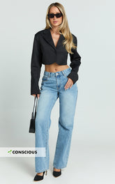 Darcie Jeans - Baggy Recycled Denim Jeans in Mid Blue Wash