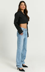 Barker Jeans - Low Rise Recycled Denim Straight Leg Jeans in Mid Blue Wash