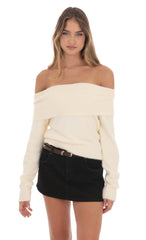 Fizzy Off Shoulder Jumper in Cream