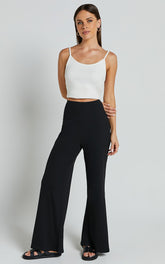 Sammie Pants - Jersey High Waisted Wide Leg Pants in Black