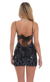 Peacock Sequin Bodycon Dress in Black