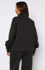 Match Your Words Zip Front Sweater Charcoal