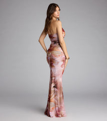 McKenzie Floral Halter Mermaid Formal Dress