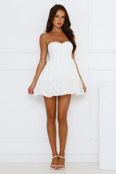 Soirée Star Strapless Sequin Mini Dress White