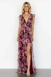 Carmine Maxi Dress | Wine Floral