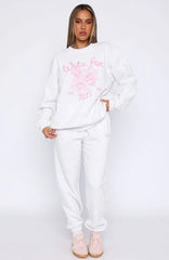 Pick You A Flower Sweatpants Grey Marle