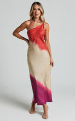 Marnie Midi Dress - One Shoulder Dress in Pink Ombre