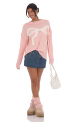 Bow Print Jumper in Pink