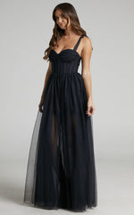 Emmary - Bustier Bodice Tulle Dress in Black