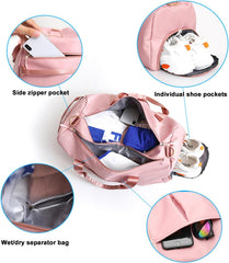 Small Gym Bag for Women and Men,Travel Bag, Duffle Bag & Gym Bag with Shoe Compartment, Weekender Overnight Bag, Carry on Bags for Airplane for Travel