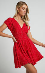Hey Now Mini Dress - A line Dress in Red Spot
