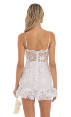 Floral Sequin Dress in White