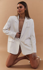 Sharlize Mini Dress - Diamante Mesh Long Sleeve Dress in White