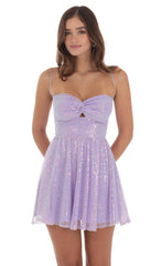 Sequin Twist A-line Dress in Lavender