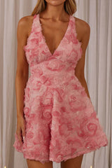 Lavalle Criss-Cross Embellished Mini Dress Pink