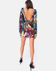 Malia Mini Dress in Dragon Fruit Sequin