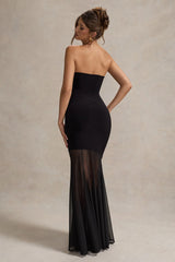 Kaylen | Black Bandeau Mesh Maxi Dress