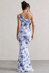 Lita | Blue Floral Twisted Asymmetric Maxi Dress