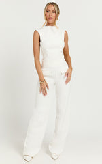 Paxton Pants - High Waisted Straight Leg Pants in Cream
