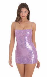 Sequin Bodycon Dress in Lavender