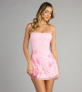 Garden Glitz Sequin Cutout Mini Dress