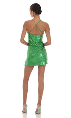 Sequin Side Slit Dress in Green