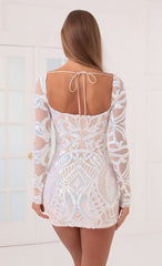 Iridescent Sequin Mesh Dress in Nude