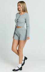 Primrose Shorts- Recycled Cable Knit Mini Shorts in Grey