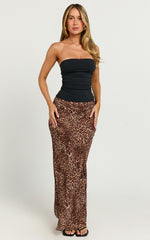 Oscar Maxi Skirt - High Waist Slip Skirt in Tonal Leopard Print