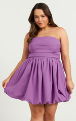 Shaima Mini Dress - Strapless Bubble Hem Dress in Orchid